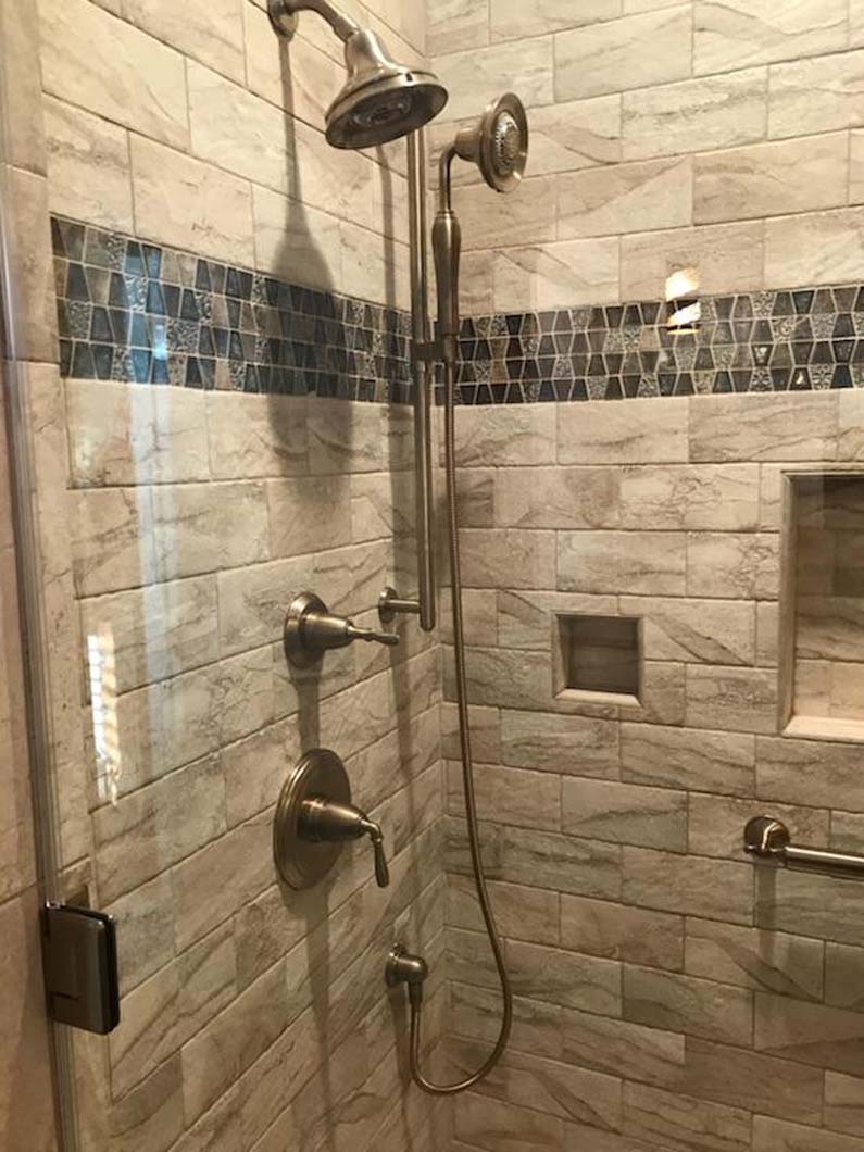 Tile shower in bathroom designed by Weinstein Allentown Bath & Kitchen Design Services