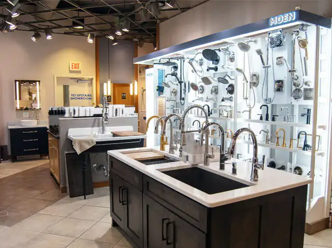 Moen faucets on display at the Weinstein Allentown Bath & Kitchen Showroom